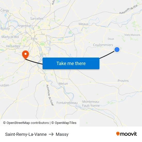 Saint-Remy-La-Vanne to Massy map