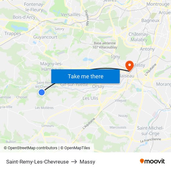 Saint-Remy-Les-Chevreuse to Massy map