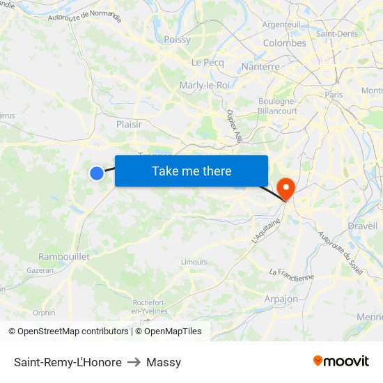 Saint-Remy-L'Honore to Massy map
