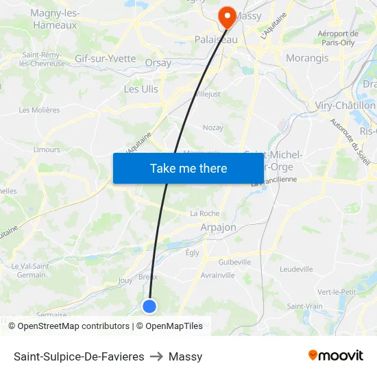 Saint-Sulpice-De-Favieres to Massy map