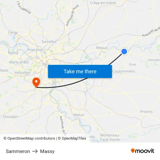 Sammeron to Massy map