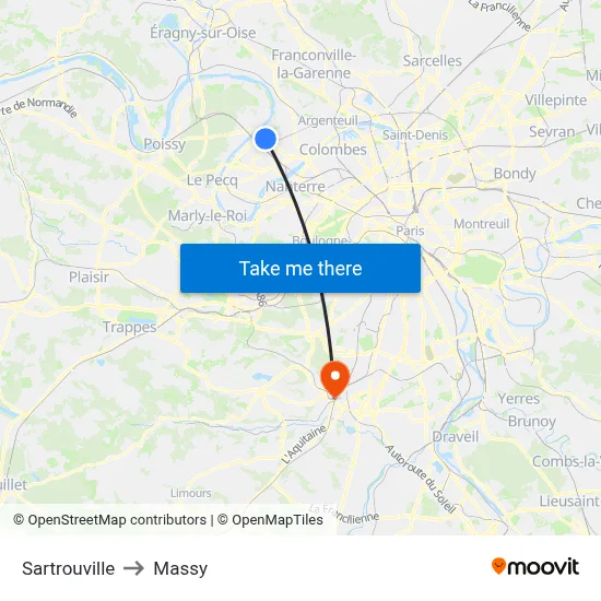 Sartrouville to Massy map
