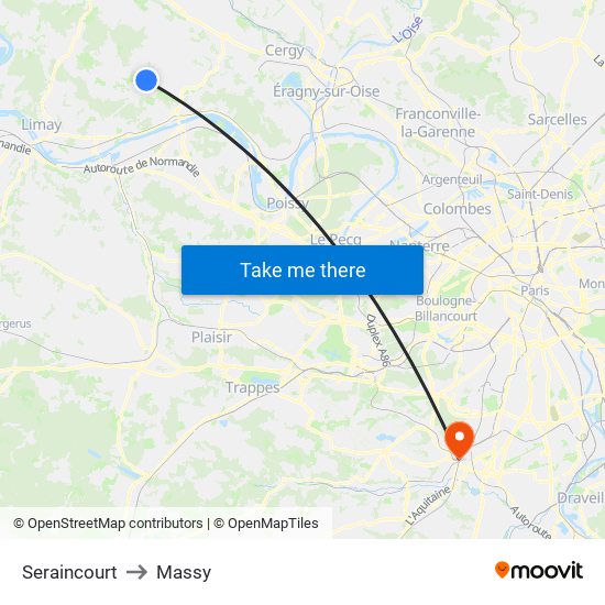 Seraincourt to Massy map