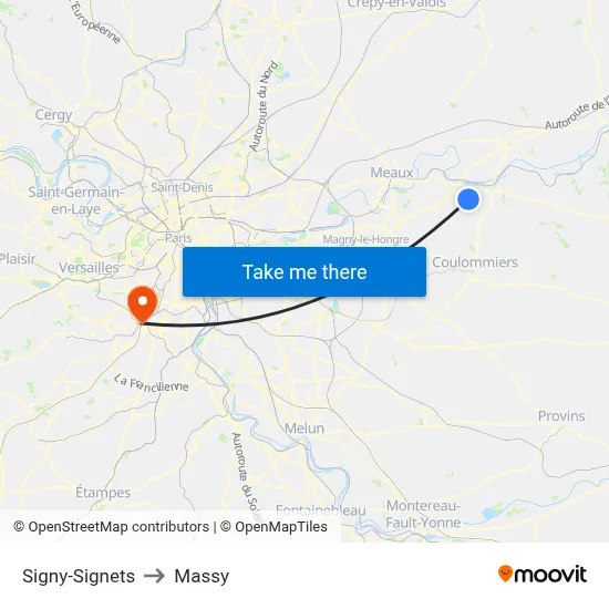 Signy-Signets to Massy map