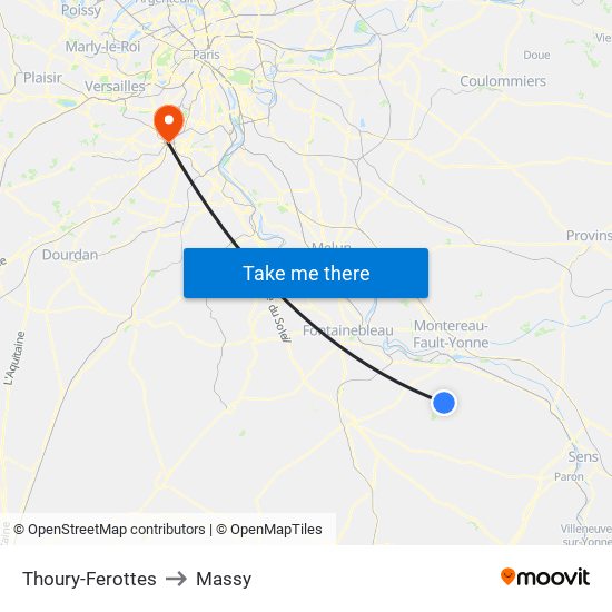Thoury-Ferottes to Massy map