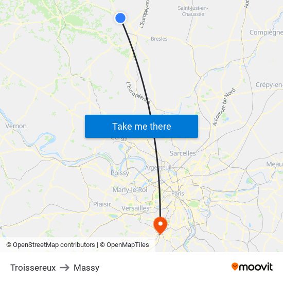 Troissereux to Massy map
