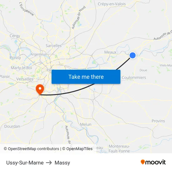Ussy-Sur-Marne to Massy map