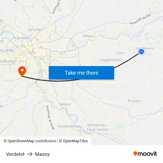 Verdelot to Massy map