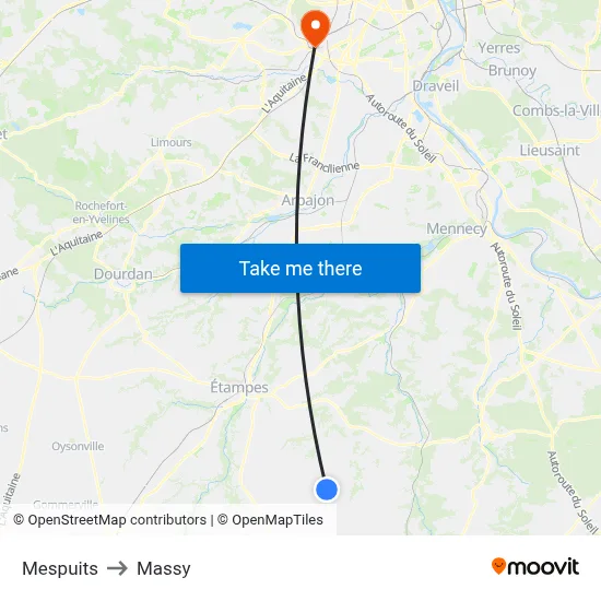 Mespuits to Massy map