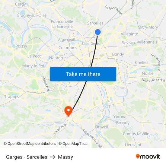 Garges - Sarcelles to Massy map