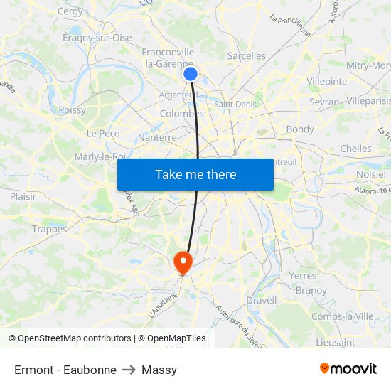 Ermont - Eaubonne to Massy map
