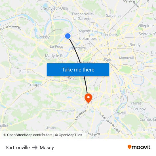 Sartrouville to Massy map