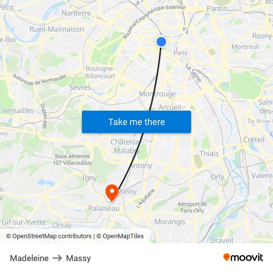 Madeleine to Massy map