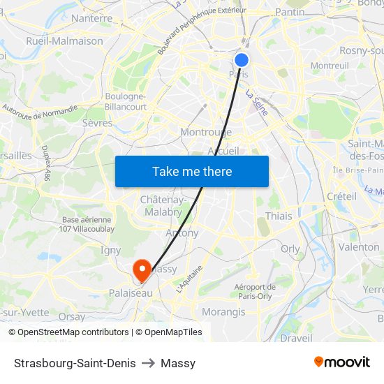 Strasbourg-Saint-Denis to Massy map