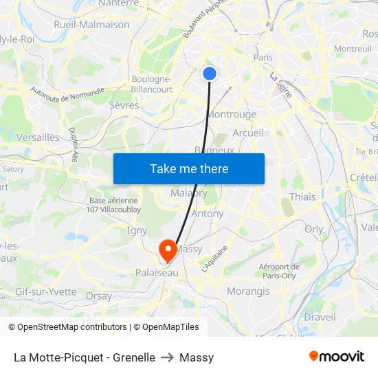 La Motte-Picquet - Grenelle to Massy map