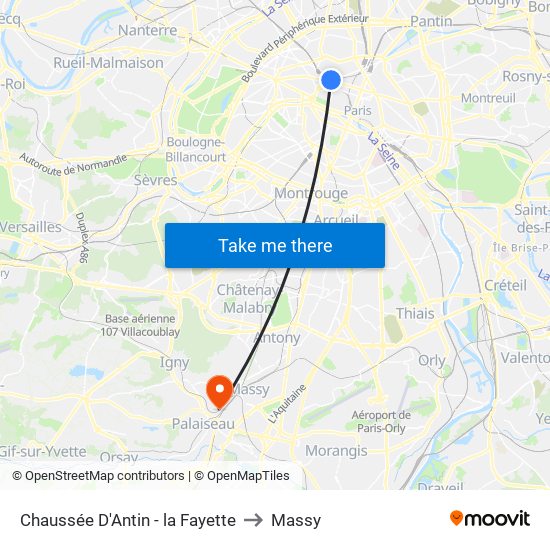 Chaussée D'Antin - la Fayette to Massy map
