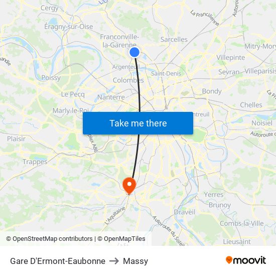 Gare D'Ermont-Eaubonne to Massy map