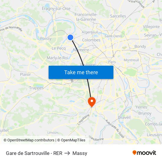 Gare de Sartrouville - RER to Massy map