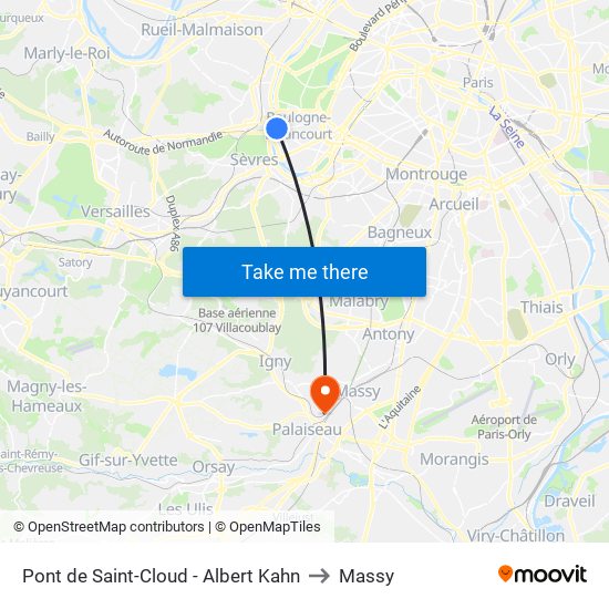 Pont de Saint-Cloud - Albert Kahn to Massy map