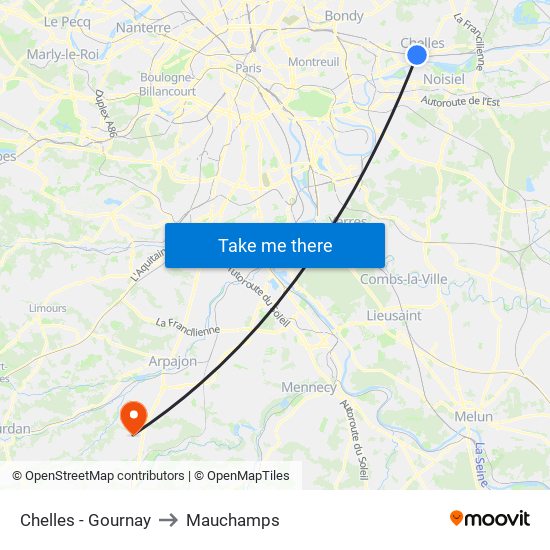 Chelles - Gournay to Mauchamps map