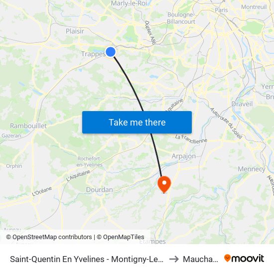 Saint-Quentin En Yvelines - Montigny-Le-Bretonneux to Mauchamps map