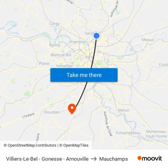 Villiers-Le-Bel - Gonesse - Arnouville to Mauchamps map