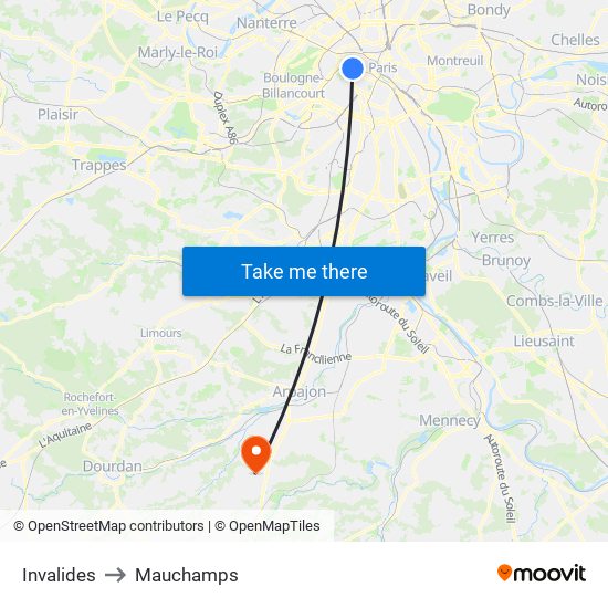 Invalides to Mauchamps map