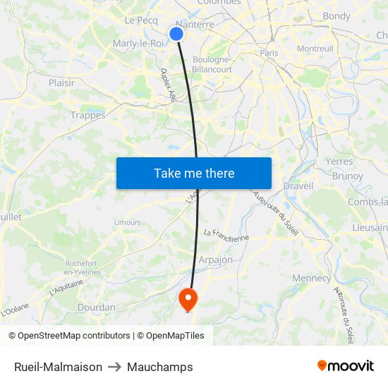 Rueil-Malmaison to Mauchamps map