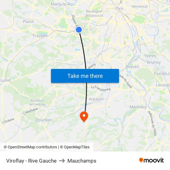 Viroflay - Rive Gauche to Mauchamps map