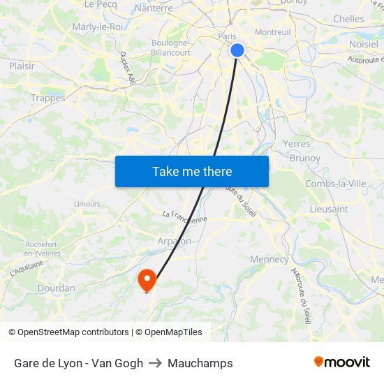 Gare de Lyon - Van Gogh to Mauchamps map
