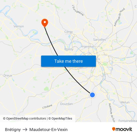 Brétigny to Maudetour-En-Vexin map