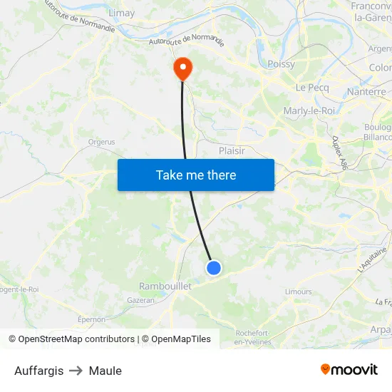Auffargis to Maule map