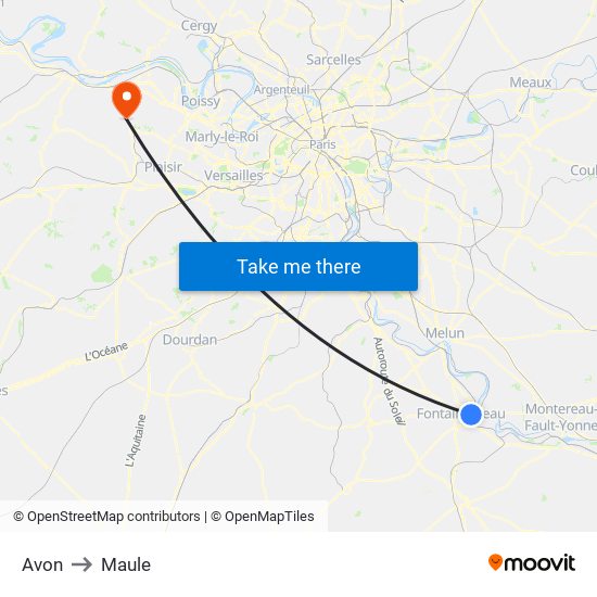 Avon to Maule map