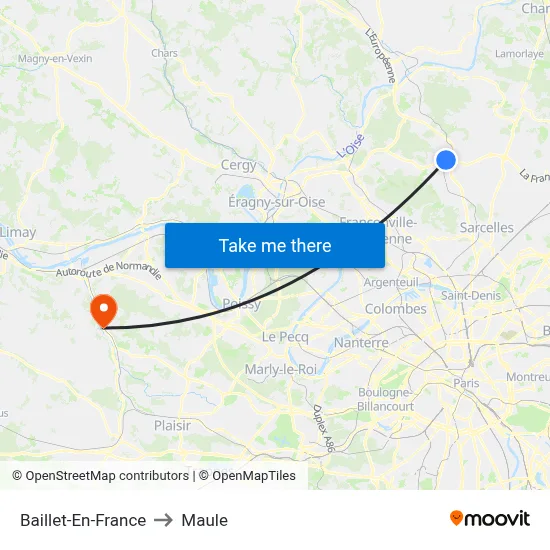 Baillet-En-France to Maule map