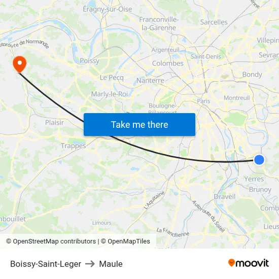 Boissy-Saint-Leger to Maule map
