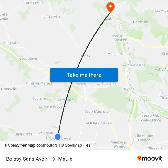 Boissy-Sans-Avoir to Maule map