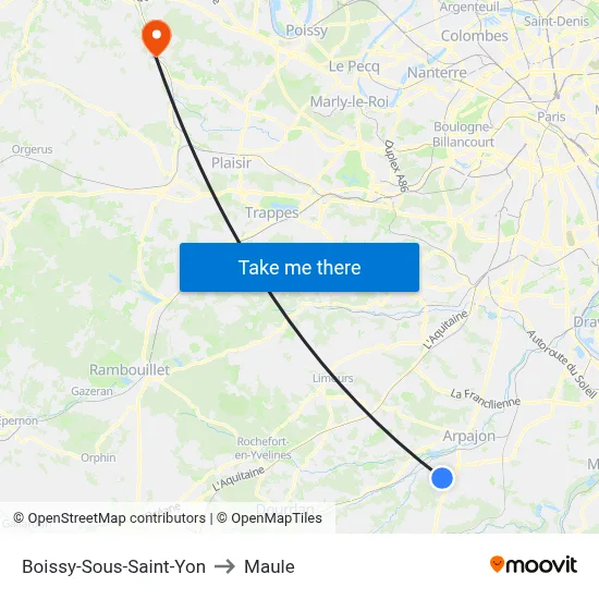 Boissy-Sous-Saint-Yon to Maule map