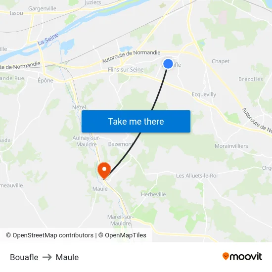 Bouafle to Maule map