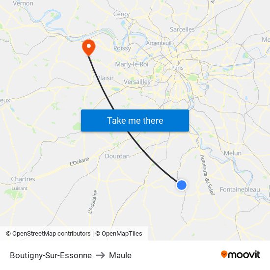 Boutigny-Sur-Essonne to Maule map