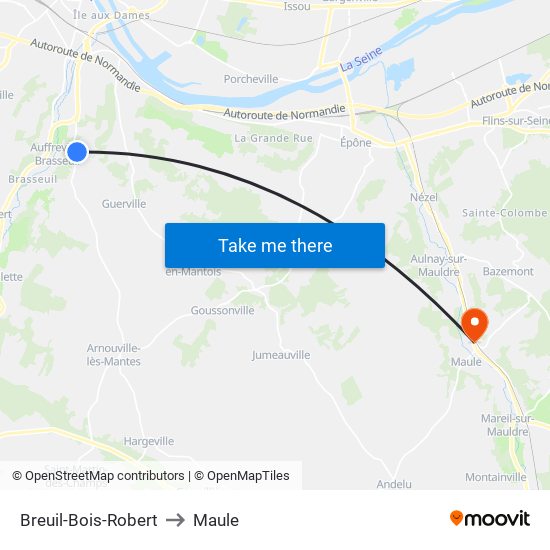 Breuil-Bois-Robert to Maule map