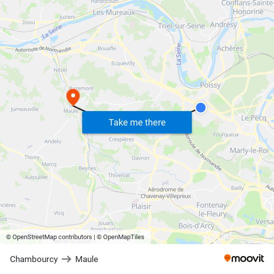 Chambourcy to Maule map