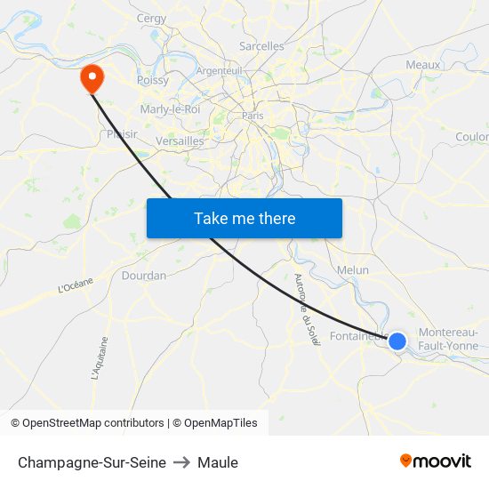 Champagne-Sur-Seine to Maule map