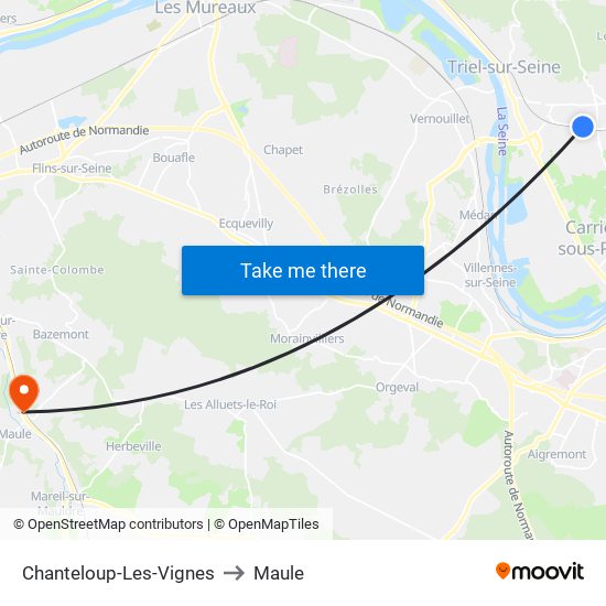Chanteloup-Les-Vignes to Maule map