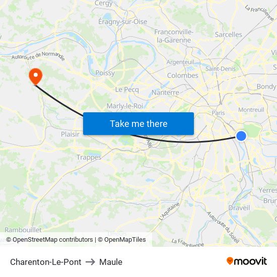 Charenton-Le-Pont to Maule map