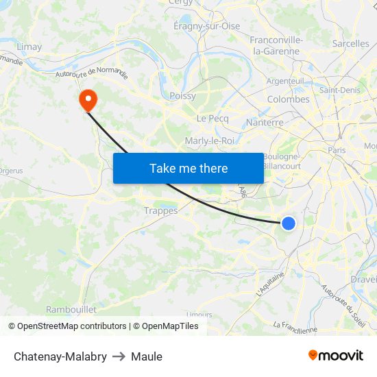 Chatenay-Malabry to Maule map