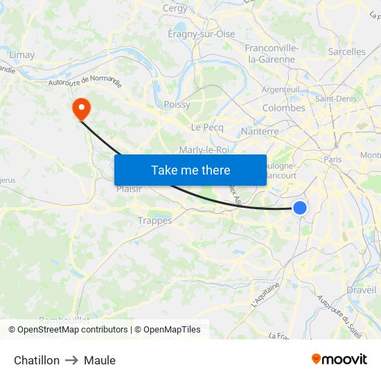 Chatillon to Maule map