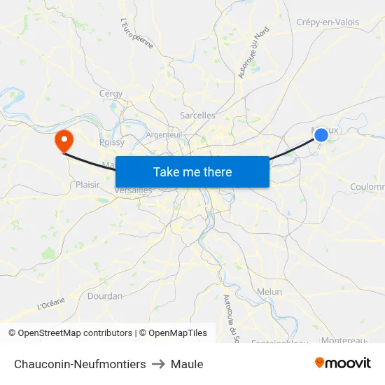 Chauconin-Neufmontiers to Maule map