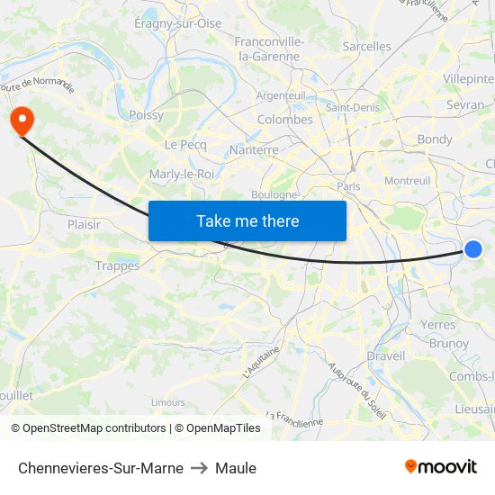 Chennevieres-Sur-Marne to Maule map