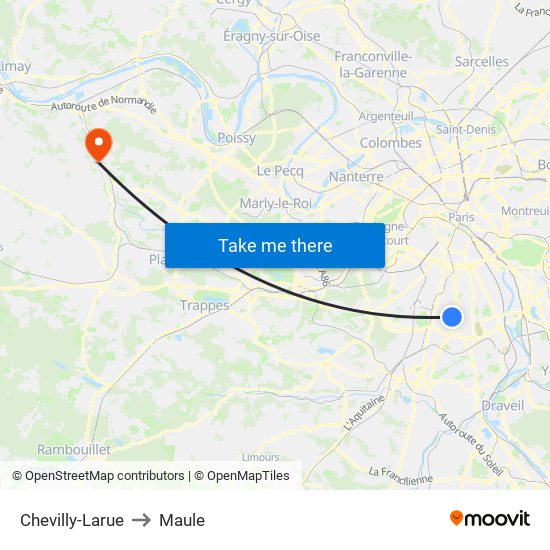Chevilly-Larue to Maule map