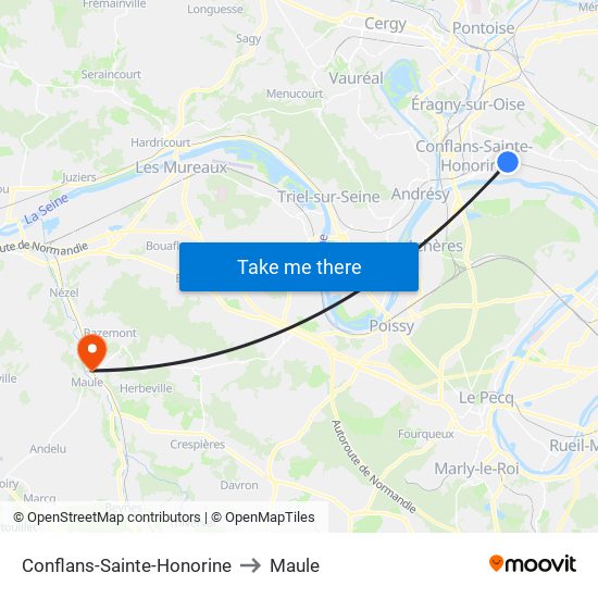 Conflans-Sainte-Honorine to Maule map
